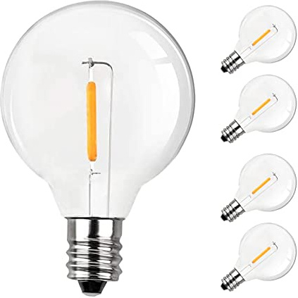 SUWIN LED Glühbirne E12 Sockel, G40 lichterkette LED ersatzbirnen 5er Pack, 1 W Birnen Lichter, Klare Ersatzlampen, 2700 k Warmweiß Lampe Dimmbar (230V