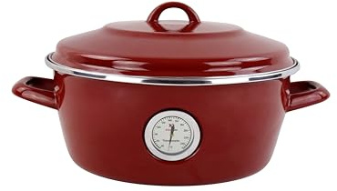 VITRINOR 02111691 Dutch Oven 26 cm with Lid, with Built-in Thermometer, Versatile Kitchen, Non-Stick, Reinforced Triple Layer, Induction, Enamelled Steel, Quick Heat-Outdoor Red