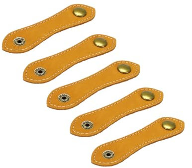 sourcing map 5Pcs Leather Cable Straps Cord Organizer 100x20mm Cable Ties Frosted Cable Management for USB Cable, Headphone Wire, Yellow