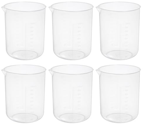 PATIKIL 1000ml Measuring Cups, 6Pcs Polypropylene Beakers Graduated Measuring Pitcher Beakers with and Spout for Lab Experiments, Baking and Cooking, Transparent