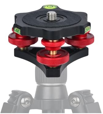 Base Livellante per Treppiede, Base Livellante per Testa Treppiede Livellatrice per Fotocamera, Filettatura 3/8, Regolazione Precisa Dell'angolo +/- 5°, Livellatrice a Tripla
