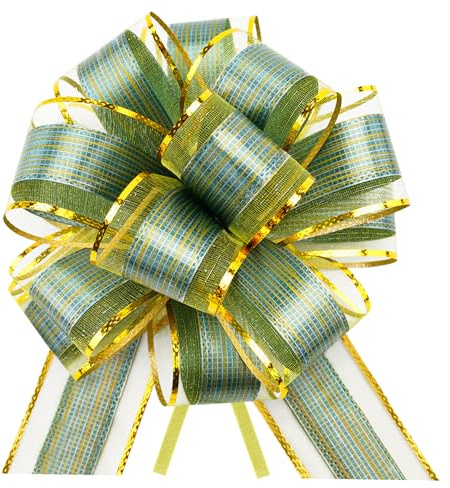 jijAcraft 12 Stück Grün Geschenkschleifen, Groß Weihnachtsschleifen Selbstklebend 16cm, Grün Weihnachts Schleifen Zubehör für Geschenkverpackungen, Weinflaschendeko, Weihnachtsdeko, Floristen