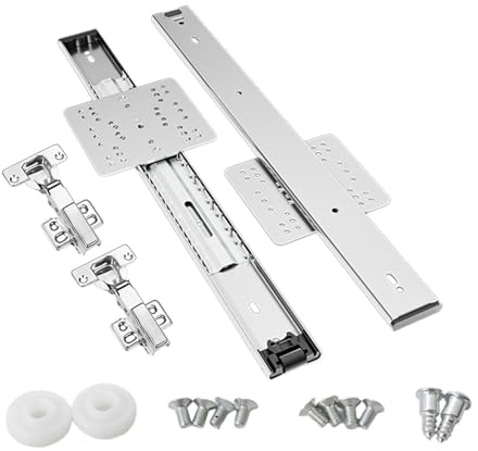 HGZLQKD Hidden Flip up Cabinets Door Slide Rails Closet Door Track Pocket Doors Sliding with Hinges Sliders for Home Living Room, 400mm