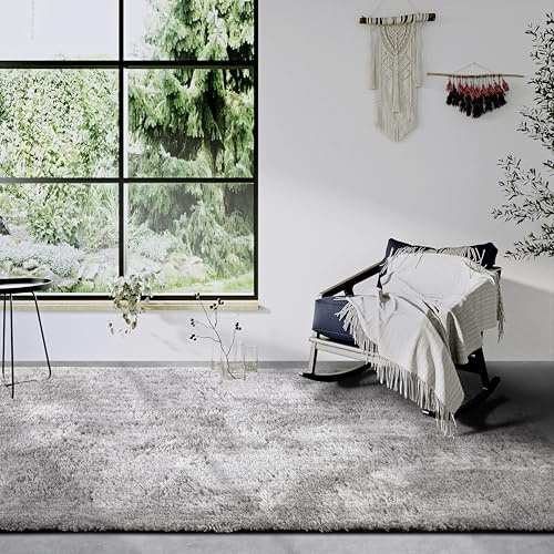 Hanse Home Olaf Teppich – Flauschiger Hochflor Wohnzimmerteppich – Einfarbig Weich Pflegeleicht Langflor für Wohnzimmer, Esszimmer, Schlafzimmer, Kinderzimmer – Hellgrau, 160x230cm