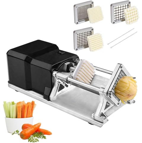 Electric French Fry Cutter - 6.5/9.5/13Mm Blades, Stainless Steel Automatic Potato Cutter, Commercial Vegetable Chopper, Professional Food Dicer, for Carrot Cucumber Onion