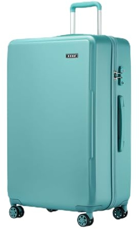 Kono 28 Large Suitcase Lightweight Check-in Luggage PC+ABS Hard Shell Travel Bag with Double Spinner Wheels TSA Security Lock (Blue)