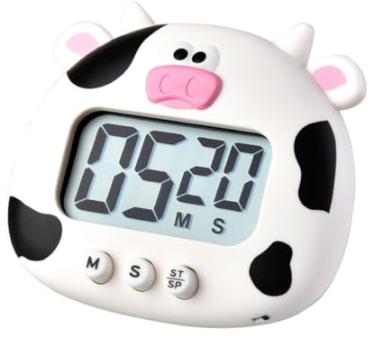 Cabilock Elektrischer Kochtimer Kuh-Design Cartoon Back Timer Für Küche Eieruhr Zum Mitkochen Für Backen Kochen Lernen Und Büro Kunststoff 1 Stück