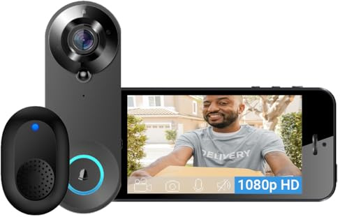 Luxus-Time WLAN Videotürklingel mit Akku, kabellose Türklingel mit Kamera, Nachtsicht, Bewegungserkennung, App-Anbindung, USB-Gong & USB-A, WiFi Überwachung Fernzugriff (Video Doorbell) LX-WIFIDOOR24