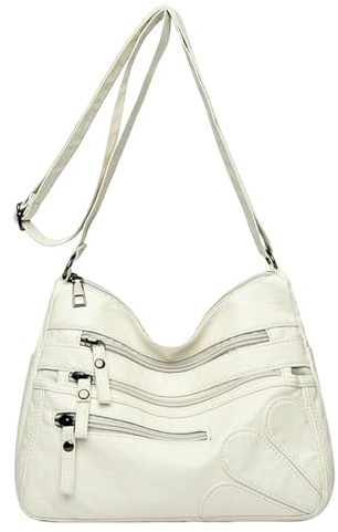 CMZYBBD Handtasche Damen Weiche Leder -umhängetasche Von Frauen - Große Kapazität Crossbody -Tasche Für Pendeln, Arbeit Und Einkaufen-weiß