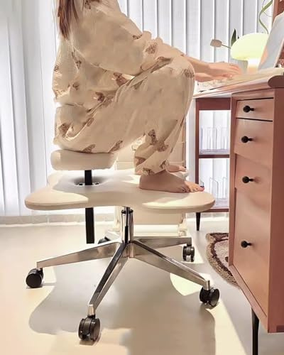 Kniestuhl mit Kreuzbeinen, ergonomischer Hocker, Bürohocker mit 2 PU-Leder-Kissen für Erwachsene und Kinder, unterstützt bis zu 136 kg, idealer Gaming- und Arbeitsstuhl