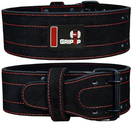 GripUp Gewichthebergürtel aus Wildleder – 10mm dick, 10cm breit – Powerlifting Gürtel für Squats, Kreuzheben, Bodybuilding & Krafttraining (Schwarz, L)