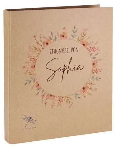 Striefchen® Zeugnismappe mit Motivauswahl, personalisierbar oder neutral, A4, Namensaufdruck (Blumenkranz)