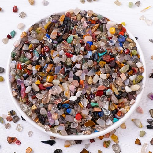 Albrsoy 600g Edelstein-Mix aus Trommelsteinen & Halbedelsteinen Dekosand & Dekosteine Set – Bunte Kieselsteine & Flusskiesel für Aquarium, Blumentopf, Vase, Garten – Basteln und Dekorieren