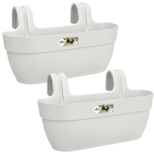 elho Vibia Campana Easy Hanger L 2er Set Übertopf - Seidenweiß | L 45.5 x B 24.1 x H 22 cm | 2 Artikel Enthalten | für den Außenbereich