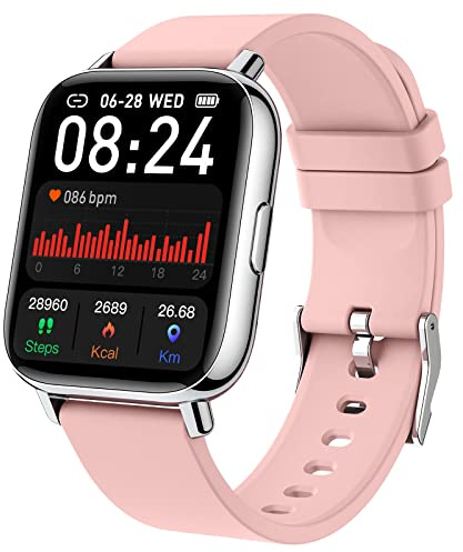 Motast Smart Watch, Fitness Tracker 1.69 Touch Screen Fitness Watch with Heart Rate Sleep Monitor, Step Counter for Men Women Activity Trackers IP68 Waterproof Smartwatch Sports/Pale Pink