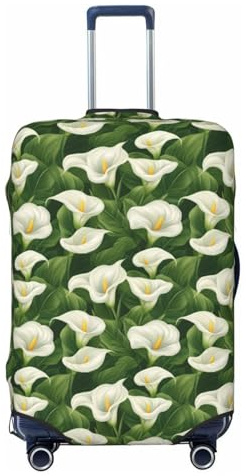 Novastar Housse de protection pour bagage - Motif feuilles vertes - Motif lys calla - Pour valises, noir, 25-28