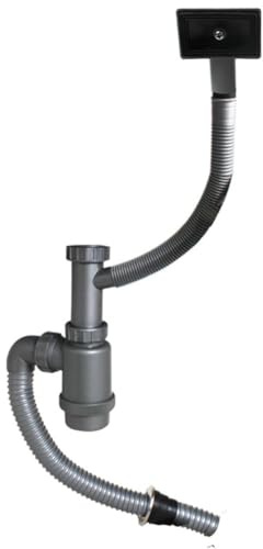 FACAIIO Tuyau de vidange pour évier de cuisine simple avec trop-plein, design anti-odeur, anti-fuite, caoutchouc souple, construction en acier inoxydable