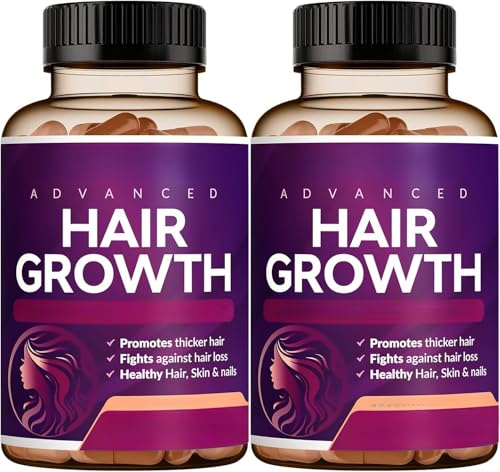 Vitamine per la crescita dei capelli per le donne | Biotina, collagene, saw palmetto | Capelli, pelle e unghie più sani | Può arrestare la caduta dei capelli (confezione da 2)