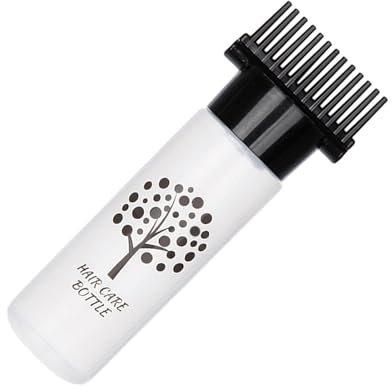 IOIUSKKU Flacon applicateur peigne pour coloration capillaire, 180 ml, avec graduation, idéal pour colorer les racines à domicile, Noir, 17.1 x 6.4 x 4.6 cm