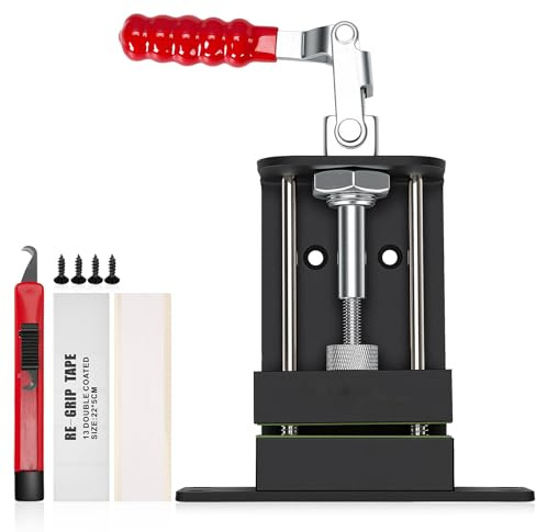 Mekturm Golf Club Vise Clamp for Regripping, Golf Putter Swing Regrip Vise Tool, Heavy Duty Aluminum Vise with 4 Screws, 10 Golf Grip Tape, Golf Club Regripping Kit Fits All Shafts, Golf Removal Tool