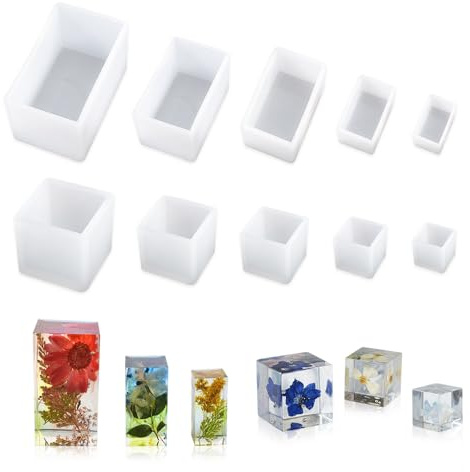 HMCEY 10 PCS Stampo Silicone Cubo,Stampo Cubo per Resina Epossidica,Stampi per Candele Fai Da Te,Sapone Stampi per Colata di Gesso Riutilizzabile,Candle Mould per Decorazioni, Artigianale - 2 Forme