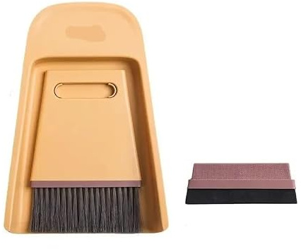 Desktop Dustpan 3-piece Set Small Broom Dustpan Mini Desktop Cleaning Tools Desk Garbage Clean Shovel Household Accessories(Orange)