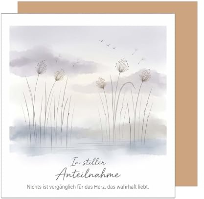 Edition Seidel Premium quadratische Trauerkarte mit Umschlag. Beileidskarte Kondolenzkarte Klappkarte Karte Spruch In stiller Anteilnahme Mitgefühl Erinnerung Ruhe Liebe Trost Kraft (TQ200 SW026)