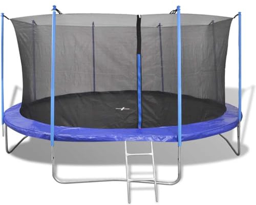 GeenYuu Set di 5 trampolino da 4,26 m con rete di sicurezza, scala, copertura del bordo e tappeto per salto, per giardino, esterni, telaio in acciaio, resistente alle intemperie, ideale per fitness