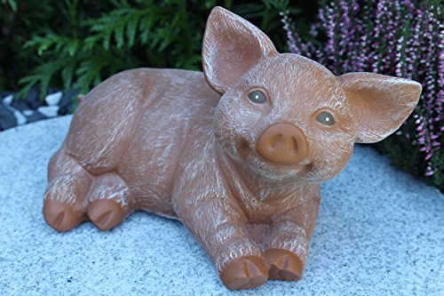 STEINFIGUREN SPICKER Steinfigur Schwein, 175/3 Ferkel, Gartenfigur Steinguss Tierfigur Terrakotta Patina
