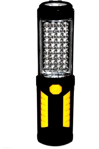 Powerful 36+5 LED 3000 Lumens Portable Flashlight Torch Rechargeable Inspection Lamp Camping Light Hands-Free Garage Workshop Flashlight for Work with Adjusting Stand, Hanging Hook and Magnet Base