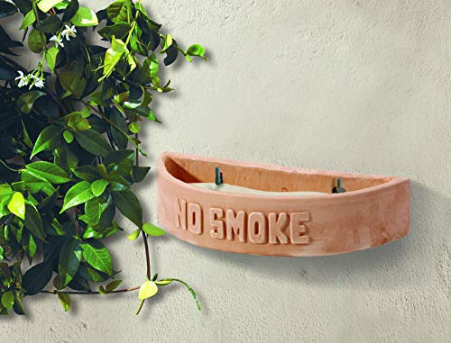 POSACENERE DA ESTERNO A MURO IN TERRACOTTA, NO SMOKING, LUNGHEZZA CM. 39, ALTEZZA CM. 8, PROFONDITA'CM. 17. CENERIERA IN COTTO A PARETE MADE IN ITALY