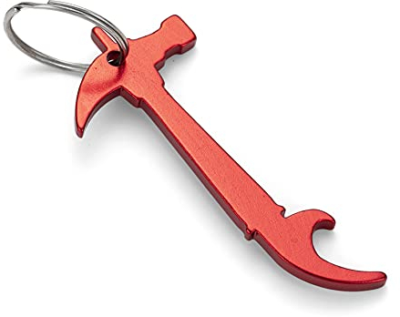 Komonee Hammer Red Bottle Opener Key Chain Work Tool Car House Key Ring Metal Novelty Gift Keyring (Pack of 10)