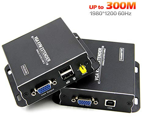 TESmart Extensor VGA KVM de 300 m sobre CAT5e/6 UTP/FTP, extensor VGA de hasta 1000 pies, compatible con VGA de 1920 x 1200 @ 60 Hz compatible con HDTV PS3 PS4