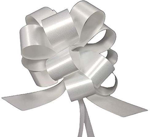 50 Coccarde per Matrimonio | Fiocchi Bianchi Ideali Come Addobbi per l'Auto nei Cortei Nuziali | Fiocco per Laurea, Comunione, Battesimo, Confettata | Decorazioni per Confezioni Regalo |3,0 cm|