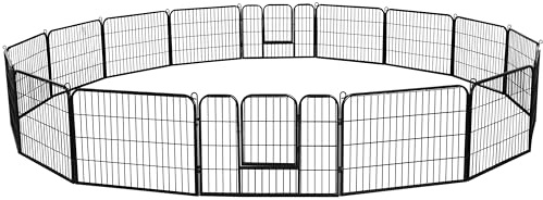 Yaheetech Decorative Garden Fence - 24in x 43ft Rustproof Folding Fencing Landscape Patio Flower Bed Animal Barrier Border for Dog Outdoor Fences Black
