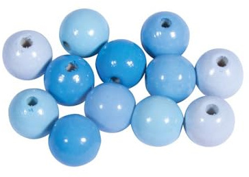 Rayher 12210356 Holz Perlen Mischung, FSC zertifiziert, poliert, 12 mm ø, Hellblau-Töne, 32 Stück, Buchenholz, schweiß- und speichelecht, Schmuckperlen
