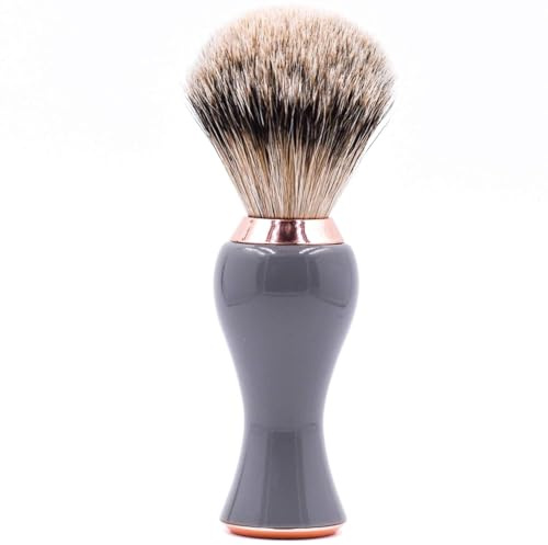 Parker Safety Razor Silvertip Badger Rasierpinsel mit Ständer – Extra dichte und extra weiche Borsten – Deluxe grauer und roségoldener Griff – Rasierpinsel für Herren und Damen
