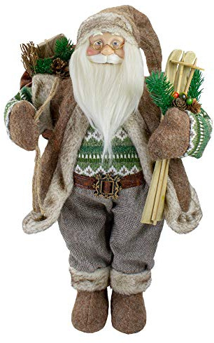 Northlight 18 Standing Santa Christmas Figure Carrying Presents and Skis