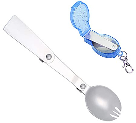 IKAAR Campingbesteck Resebesteck Faltbar Camping Besteck Edelstahl Titan Spork (Kombination von Löffel und Gabel) mit Aufbewahrungsbox