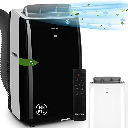 Klarstein Condizionatore Portatile 4 in 1, Condizionatore Deumidificatore Portatile Classe A, Aria Condizionata 14.000 BTU/4,1 kW, Climatizzatore Portatile con Night Mode,Timer e Telecomando, 42-68 m²
