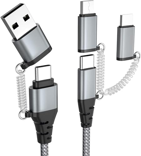 Multi USB Kabel, USB C auf USB C Kabel Nylon Mehrfach Universal ladekabel USB A/USB C auf Lightning/Mikro USB/Typ C 60W PD 3.0 3A Schnellladekabel für iPhone Laptop Tablet Samsung Galaxy Huawei