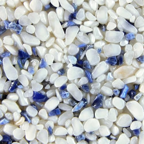 Terralith Edelsteinteppich Mix Sodalith/Weiß Komplett-Set für 1qm - Körnung: 2-4mm mit Epoxidharz Bindemittel - für Innen mit Halbedelsteinen in Blau