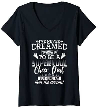 Damen Lustiger Cheerleading Dad Cheer Dad Cheerleading Vatertag T-Shirt mit V-Ausschnitt