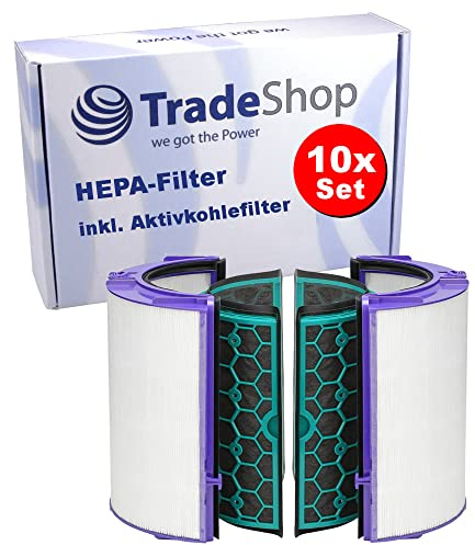 Trade-Shop Lot de 10 filtres de rechange pour Dyson TP04 Pure Cool Link Purificateur d'air Dyson DP04 HP04 Filtre HEPA et filtre à charbon actif Remplace Dyson 969048-02