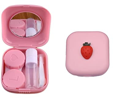Kontaktlinsenbehälter Reise-Set für Kontaktlinsen Kontaktlinsen Box Tragbarer Kontaktlinsendose Kontaktlinsenbehälter mit Spiegel, Pinzette und Saugnapf Ideal für Unterwegs, Hygiene, Keimfrei