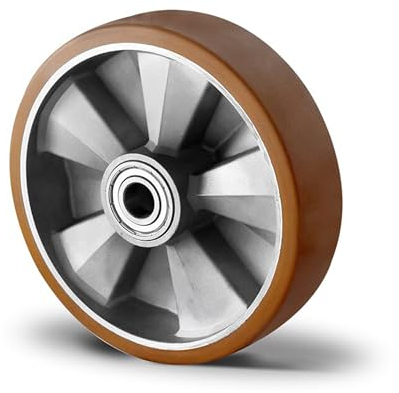 Abrollwerk Rueda empotrada para carga pesada, llanta de aluminio, poliuretano, diámetro 200 mm, doble rodamiento de bolas, capacidad de carga 800 kg (rueda empotrada) 200mm
