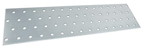 AERZETIX - C58306 - Juego de 4 Placas de montaje perforadas 80x300x2mm con 60 agujeros - en acero galvanizado Z275 - fijación de metal madera - color plata