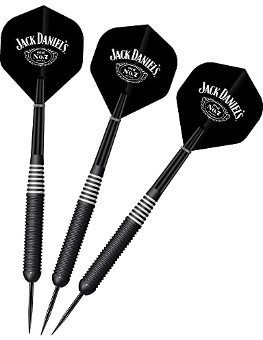 Jack Daniel's Offiziell lizenziertes Dart-Set mit Messing-Stahlspitze, elektrischer schwarz-weißer Ring, 22 g (D1045)