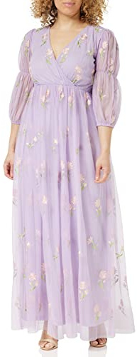 Frock and Frill Damen Blumenstickerei Kleid für besondere Anlässe, Flieder, 40