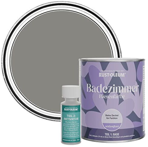 Rust-Oleum wasserfeste grau Fliesenfarbe für Badezimmer in Seidenglanz Finish - Beton Grau 750ML